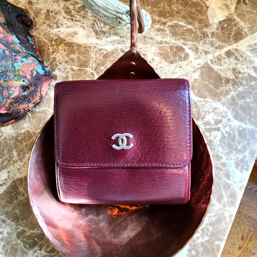 CHANEL Burgundy Leather Wallet